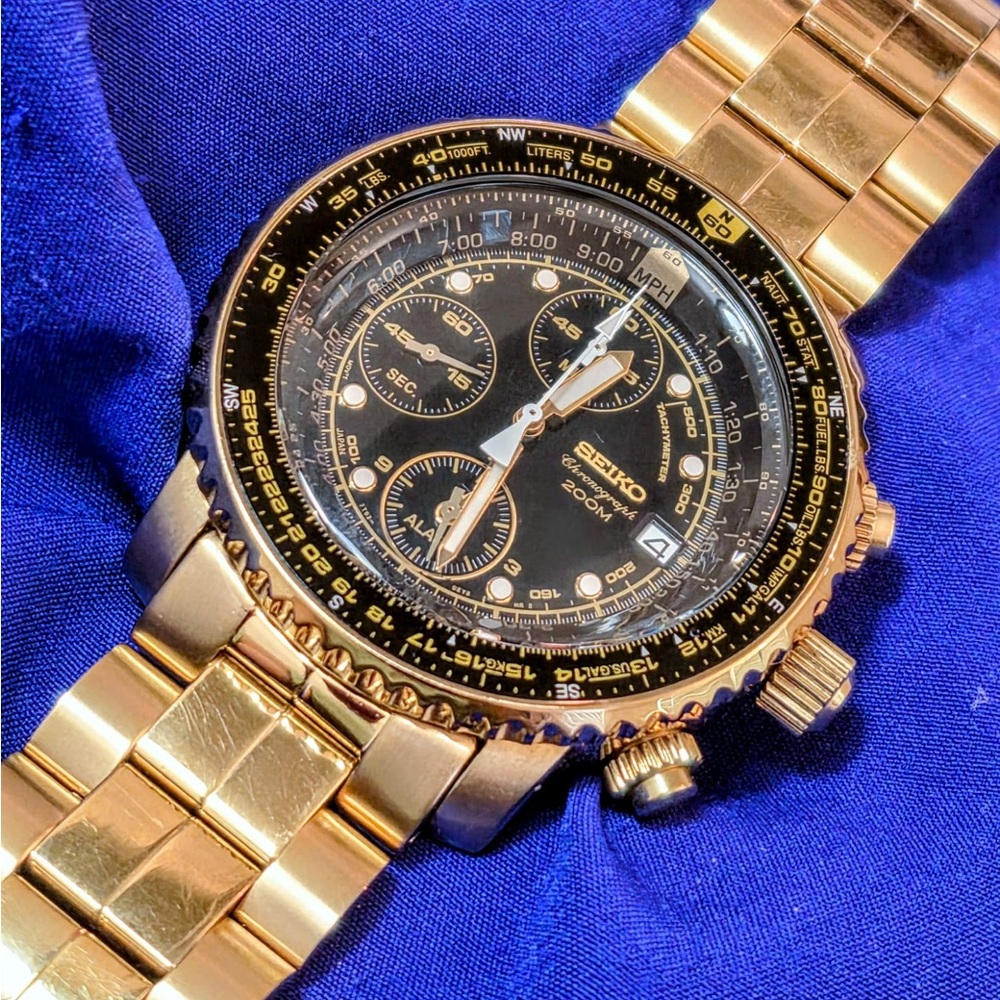 Seiko SNA414P1 Flight Master Chrono Mens Watch with Alarm Funciton - Picture 3 of 10